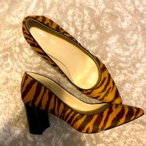 Marc Fisher hide on - tiger pattern block heel pump.  RARE